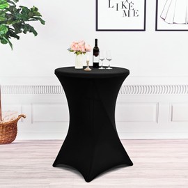 Noir Set of 1 Black Bar Table Cover, Spandex Square Corner Tablecloth, Suitable for Diameter 80-85 cm, Small Bar Dining Tables, Washable Tablecloths for Mariage Receptions and Pub Tables (80 x 110 cm)
