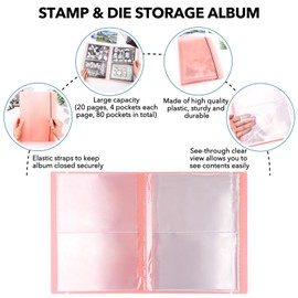 10 Pcs Magnetic Sheets and Storage Bags for Stamps and Dies Storage with Album Pocket, Stamp & Cutting Dies Die Cut Storage Set for Storage Die Cutting, DIY Scrapbooking Card Making Supplies (Orange)