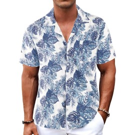BOJIN Men's Hawaiian Shirts Short Sleeve Button Down Casual Beach Shirts BJ246 1XL