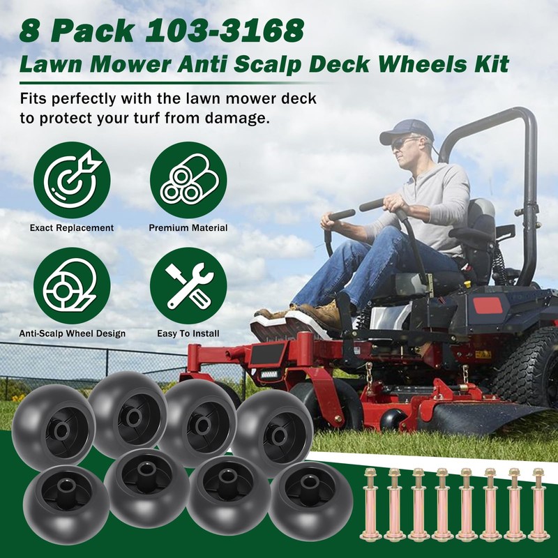 CheeMuii 8 Pack Lawn Mower Deck Wheel Kit Heavy-duty Mower