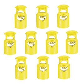 PATIKIL Plastic Cord Lock, 10 Pack Single Hole Spring Toggle Stopper Adjustable Cord Stops Fastener End for Paracord, Camping, Hiking, Drawstring, Shoelace Replacement, Yellow