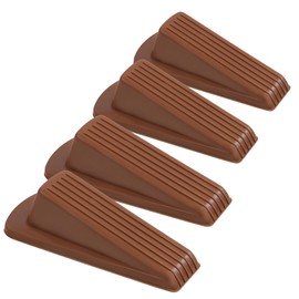 4 Pack Door Stoppers for Bottom of Door, Brown 4.8x2.2x1.3in Door Stops, Rubber Door Stopper Wedge, Sturdy Stackable Door Stops for Floor