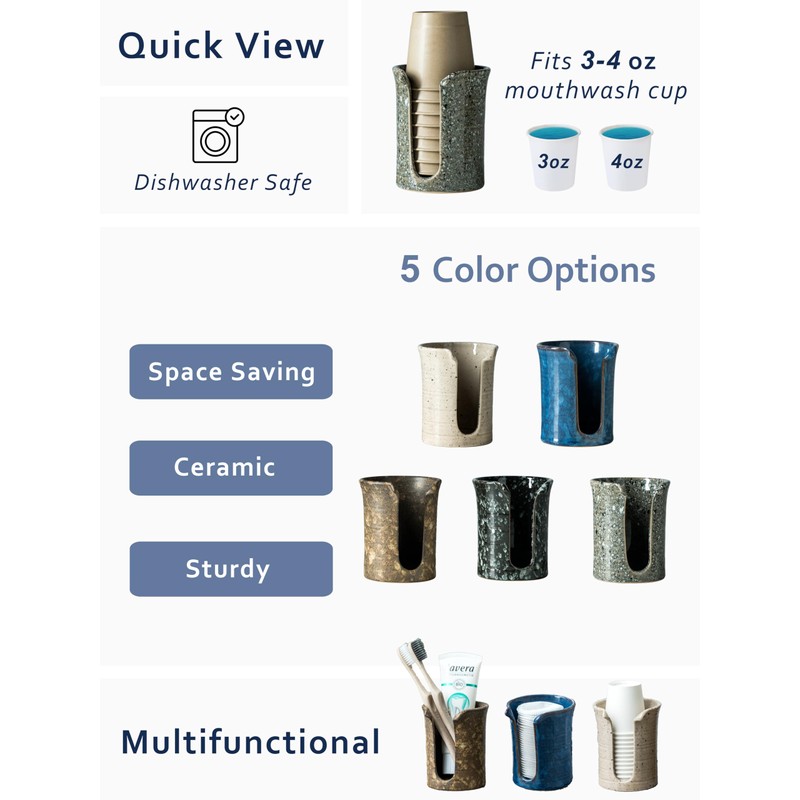 YHOJOY Ceramic Bathroom Cup Holder, Bathroom Cup Dispenser for Dixie