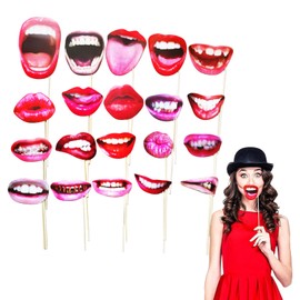 Pack of 20 Photo Props, Photo Box Accessories, Wedding Photo Props, Funny Lips Mouth Photo Booth Props, DIY Photo Props Set for Carnival, Wedding, Birthday