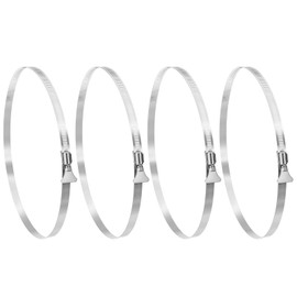 PATIKIL 9-1/2" Stainless Steel Hose Clamp, 4 Pcs 232-254mm (9.2-10.1Inch) Adjustable Thumb Screw Key Type Clamps Worm Gear Hose Clamp for Dryer Vent Dust Collector Automotive, Silver Tone