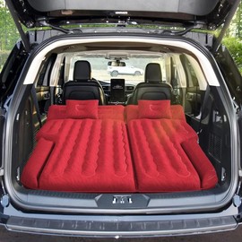 Umbrauto SUV Air Mattress for Trunk: Upgraded Car Camping Mattress with Flocked Surface and Extra Thick Bottom, Van Sleeping Bed for Back Seat with Pump, Nozzle, Repair Patch, Carry Bag