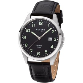Regent Men's Analogue Quartz Watch with Leather Strap 11110825, black, Strap.