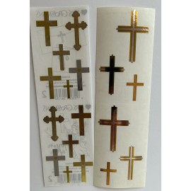 Mrs. Grossman's Sticker CROSSES 2 STYLES  Christian Cross Gold FAITH 2 Strp