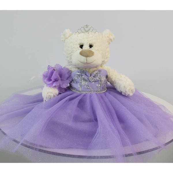 20 inches Quince Anos Quinceanera Last Doll Teddy Bear with Dress (Centerpiece) B16631-5 (Lavender1)