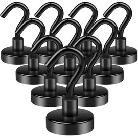 Aenienoe Magnetic Hooks Extra Strong 20 mm Magnetic Hook Strong Small Magnetic Neodymium Magnetic Hooks Hook Magnets for Hanger Kitchen Camping Accessories Magnetic Holder Pack of 10 Black