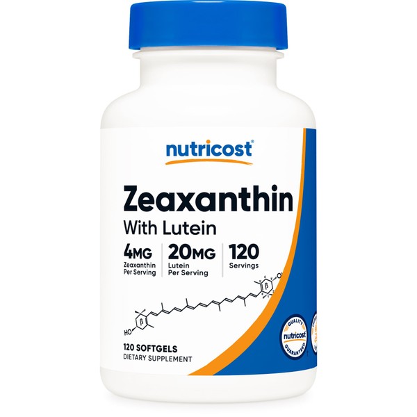 Nutricost Zeaxanthin with Lutein 20mg, 120 Softgels - Potent, Non-GMO, Gluten Free