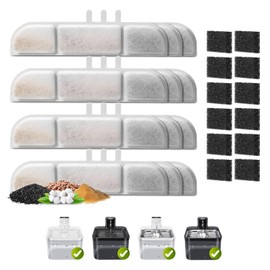12 Packs Replacement Filters for 84oz/2.5L Fursink Wireless Pet Water Fountain, ZEKIRY Cat Water Fountain Filter, Triple Filtration Pet Water Fountain Filter Replacement(12 Filters & 12 Sponges)