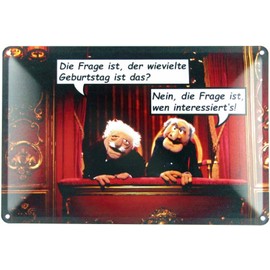 Tin Sign 20 x 30 cm Domed Waldorf Statler Muppet Show Birthday Decoration Gift Sign