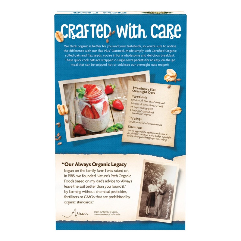 Nature's Path Organic Flax Plus Instant Oatmeal, 14 oz (Pack