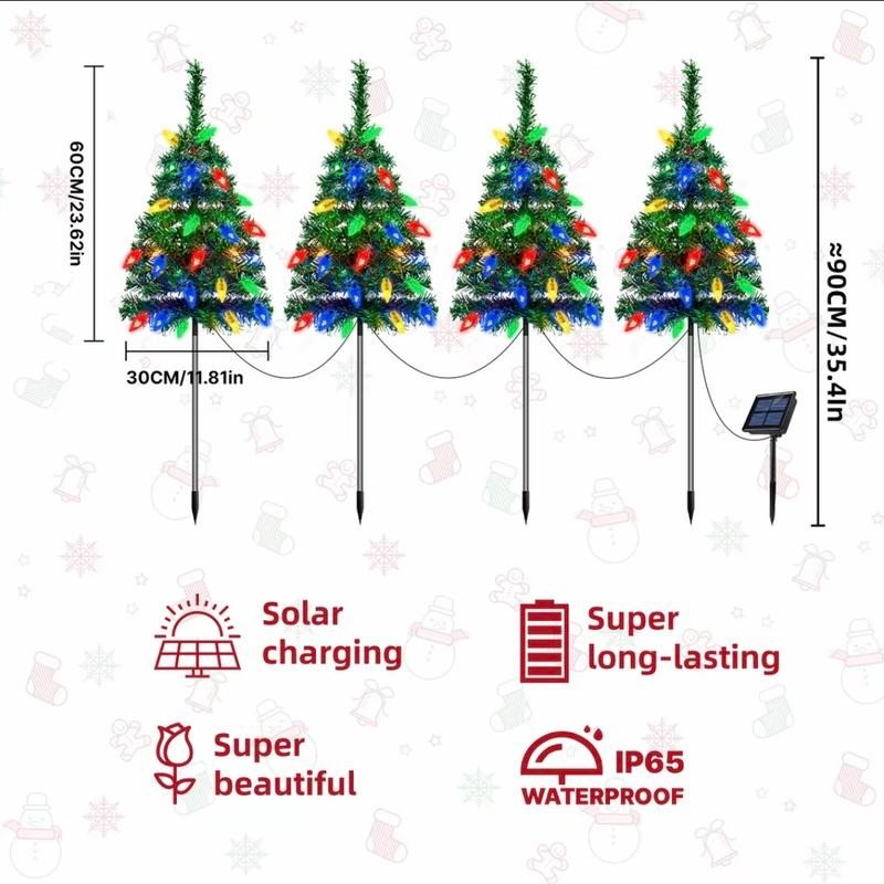 Solar Christmas Tree Lights (4 Set) – 80 Multicolor Strawberry