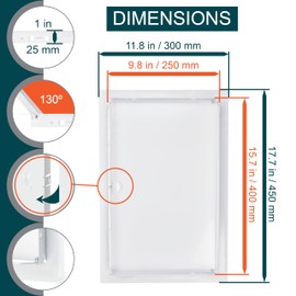 ECOPRO VENT 10" x 16" White Metal Access Panel. Service Shaft Door Panel. Plumbing, Electricity, Heating, Alarm Wall Access Panel for Drywall. Bathroom Services Access Hole Cover.