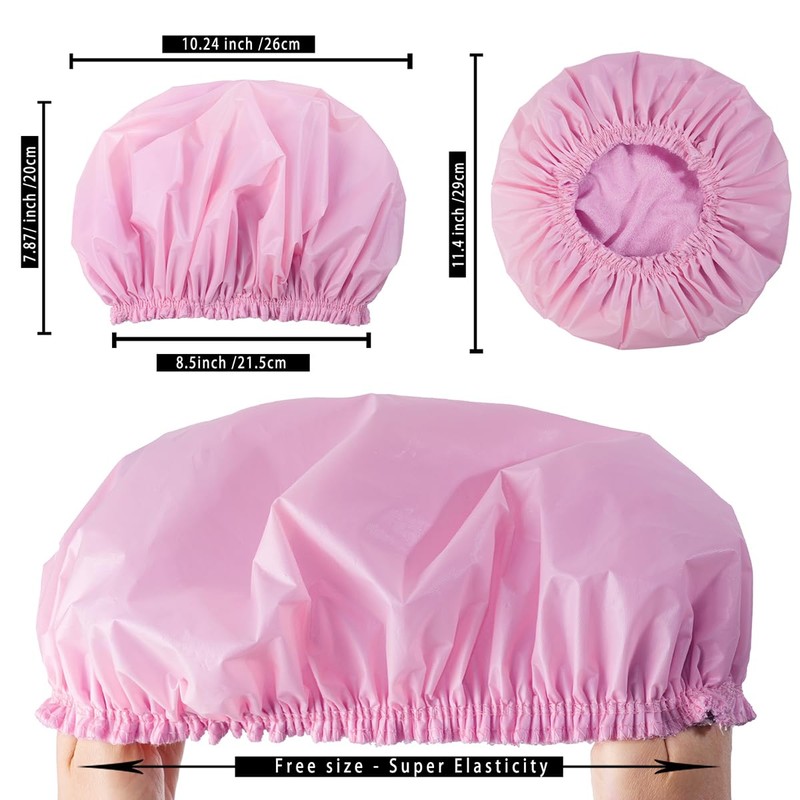 CHFONG Terry Lined Shower Caps for Women, 4 PCS Cloth