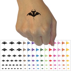 Manta Ray Devilfish Sea Ocean Creature Temporary Tattoo Water Resistant Fake Body Art Set Collection - Hot Pink (One Sheet)