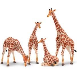 TOYMANY Set of 4 Giraffes Family Animal Figures Set Safari Toy Realistic Giraffe Toy Jungle Animal Figures Animal Figure Plastic Animals Zoo Jungle Forest Wild for Playing or as Decoration