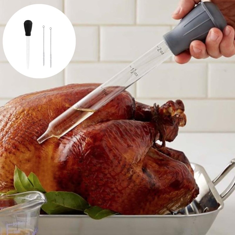 Heat-Resistant Turkey Baster with 2 Cleaning Brushes – Silicone Cooking