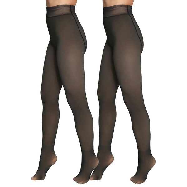 Women's Fake Translucent Warm Pantyhose Fleece Lined 200D Tights 2