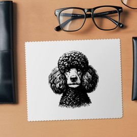 2 x 'French Poodle Portrait' Microfibre Lens/Glasses Cleaning Cloths (LC00029792)