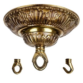 GRCERY 5.71" All Copper Chandelier Canopy Kit with Lamp Parts Hardware and Hooks, Light Fiture Cover as Ceiling Medallion, Ceiling Light Cover Plate for Antique Brass Light Fixture