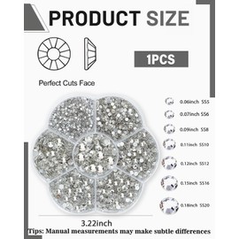 ZEXIJOW 2500 Pieces AB Rhinestones Iron-On Fabric Rhinestones Iron-On 7 Sizes 1.5-4.8mm Fabric Rhinestones Iron-on for Clothes, Shoes