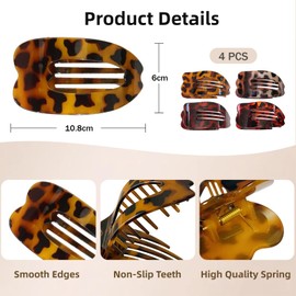Aribliseza Flat Hair Clips, 4 Pack Small Hair Clips & Claw Clip for Women, Shiny Lay Flat Claw Clips with Strong Hold, Large Hair Clips for All Hair Types and Daily Style