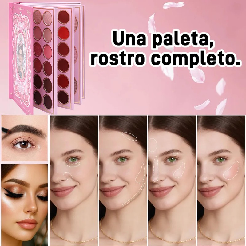 5 En 1 Paleta Sombras, Contorno, Iluminación, Labial Y Rubor