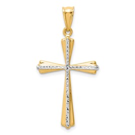 Diamond2Deal 14k White and Yellow Gold Diamond Cut Cross Pendant Two-tone