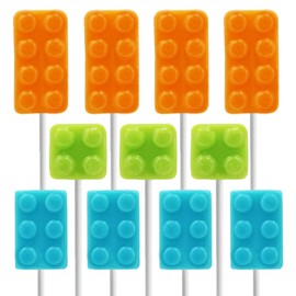 Color Brick Lollipop Suckers Candy, Great for Birthday Parties, Events, and Goody Bag Fillers, Party Favors, Individually Wrapped (24-Pack)