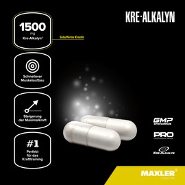Maxler Kre-Alkalyn® - 1500mg gepuffertes Kreatin pro Portion - Creatin Monohydrat Pulver in Kapselnform - Creatin für Wiederherstellung - 120 Kreatin Kapseln - 60 Kreatin Portionen