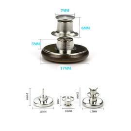 E-Uli Instant Buttons Replacement Removable Button 8 Pcs No Sew Buttons for Jeans Pants,Crafts DIY Clothes (Size: 17mm)