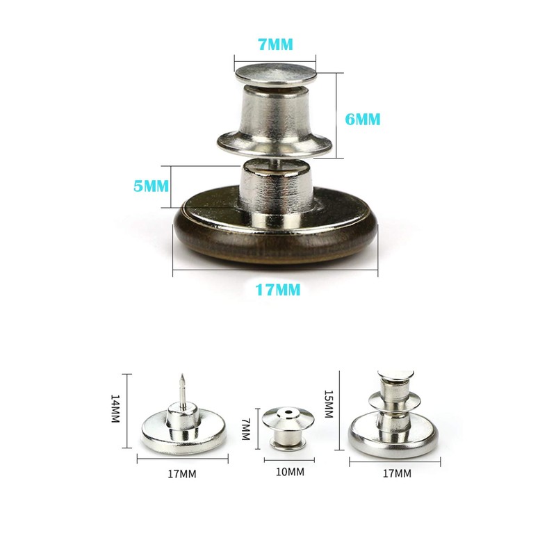 E-Uli Instant Buttons Replacement Removable Button 8 Pcs No Sew