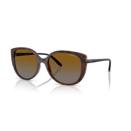 Vogue Eyewear Women's VO5623S Butterfly Sunglasses, Top Dark Havana/Light Brown/Grey Gradient Brown Polarized, 55 mm