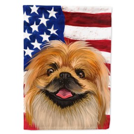 Caroline's Treasures CK6639GF Pekingese Dog American Flag Garden Flag Mailbox Flag Decorative Yard Flag Banner Outside Patio Artwork Yard Flower Beds, Garden Size, Multicolor