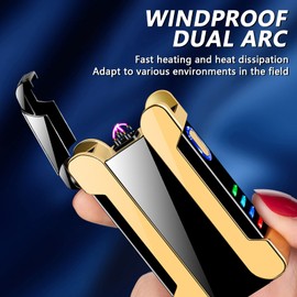 BABOBIU Encendedor Electrónico Encendedor De Plasma Cortavientos sin Llama Recargable Encendedor Plasma con Carga rápida Tipo-C para Camping Picnics Caza (Negro)