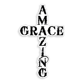 Real Sticy Amazing Grace Sticker Cross Christian Script God Car Vehicle Window Bumper Decal