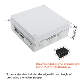 LeMotech ABS Plastic Dustproof Waterproof IP65 Junction Box White 7.9 x 7.9 x 3.1 inch and 28 Pack NPT 1/4" 1/2" 3/4" Cable Glands Kit