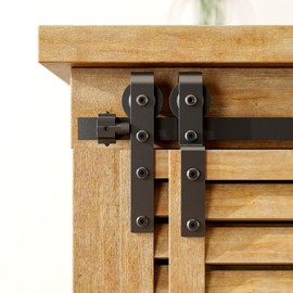 TOIMIOTOIM Bypass Mini Sliding Barn Door Hardware Kit for 2 Doors, Hangers Only,No Track, Apply for Storage Window TV Stand Closet