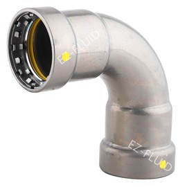 (1Pk) PressKingG 1" Press x Press Gas Carbon Steel 90 Degree Elbow Fitting (HNBR Seal Ring) Fits Mega Type Press Gas Fitting Connection For Steel Gas Pipe CSA Certified Commercial,Residential