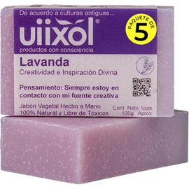Uiixol Jabones Artesanales en Barra con Aceite Esencial de Lavanda Kit de 5 Jabones de Baño Naturales Veganos Jabón Corporal para Inspiración y Creatividad 100g c/u