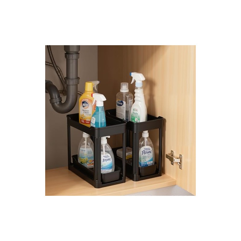 Ribelli Set of 2 Kitchen Organisers, Organiser with Pull-Out Drawer,