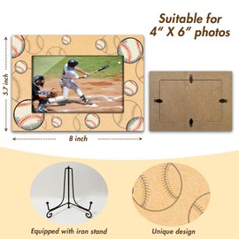 Zgogy Wooden Baseball Picture Frame With Iron Stand, Photo Gifts For Team Player Coach Athletes, Sport Gifts For Birthday Keepsake Retirement, Insert 4 * 6 Picture Horizontal -40