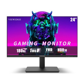 Viewedge 24 Inch Gaming Monitor with 180Hz, VA 1ms, FHD 1080p and HDR 10 PC Computer Monitor with 100% sRGB, Bluelight Filter, 2 HDMI & 1 DP Port, Support Freesync and Wall Mounted
