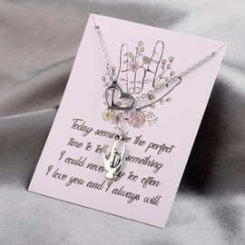 UJIMS ASL American Sign Language Gift I Love You Hand Necklace ASL Jewelry for Deaf Interpreter Teacher ASL Gesture Gift (ASLNecklaceCard)
