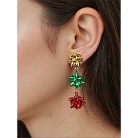 Christmas Earrings for Women Christmas Stocking Stuffers Xmas Jewelry Red Green Festive Drop Dangle Earring Studs Christmas Outfits Holiday Earring A-Gold