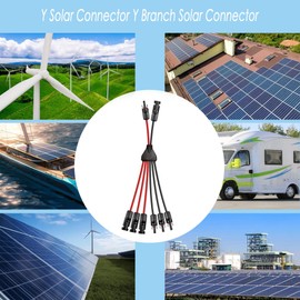 RPTCOTU Y Branch Parallel Connector 2 to 6 Y Branch Parallel Adapter Solar Panel Connector Extension Cord Plug Wire Sheath 12AWG 30A 30cm Water Resistant IP67 for Solar Panels (Y 2 to 6 1pc)