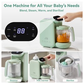 Chefhandy Baby Food Maker, 5 in 1 Baby Food Processor with Steaming Basket, Auto Cooking & Grinding, Touch Screen Control, Baby Steamer and Blender, Baby Food Puree Maker Warmer Mills Machine (Green)